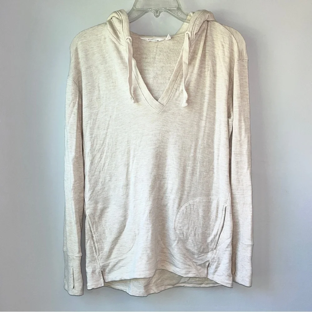 Athleta Cream Studio Split Neck Hoodie